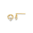 14k Yellow Gold Stud Earrings with Round Cut Cubic Zirconia, Interlocking Swirl Design