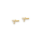 14k Yellow Gold Stud Earrings with Cubic Zirconia, Floral Cluster Design, Minimalist Style