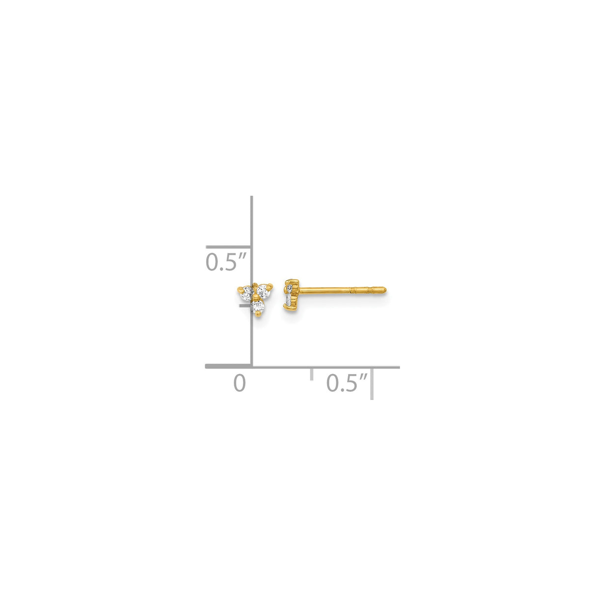 14k Yellow Gold Stud Earrings with Cubic Zirconia, Floral Cluster Design, Minimalist Style