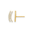 14k Yellow Gold Curved Bar Stud Earrings with Cubic Zirconia, Modern Minimalist Ear Climbers