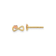 14k Two-Tone Gold Infinity Heart Stud Earrings, Rose Gold Intertwined Design, Romantic Style