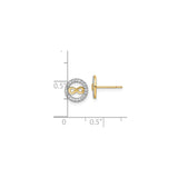14k Yellow Gold Stud Earrings with Cubic Zirconia, Infinity Symbol in Circle Design