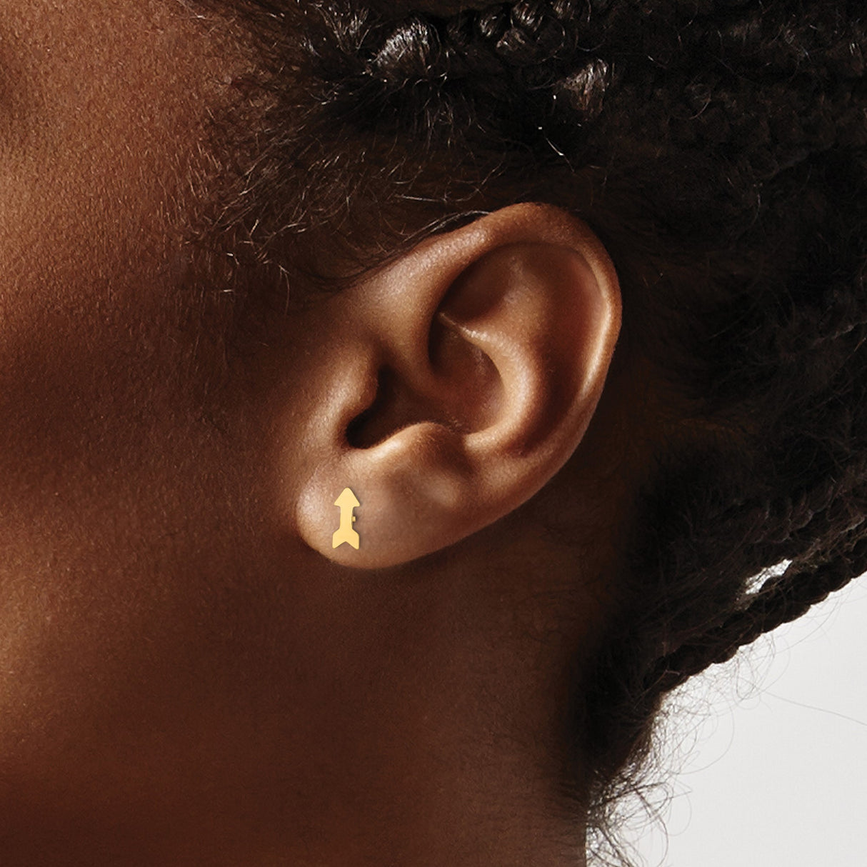 14K Yellow Gold Arrow Stud Earrings Minimalist Upward Arrow
