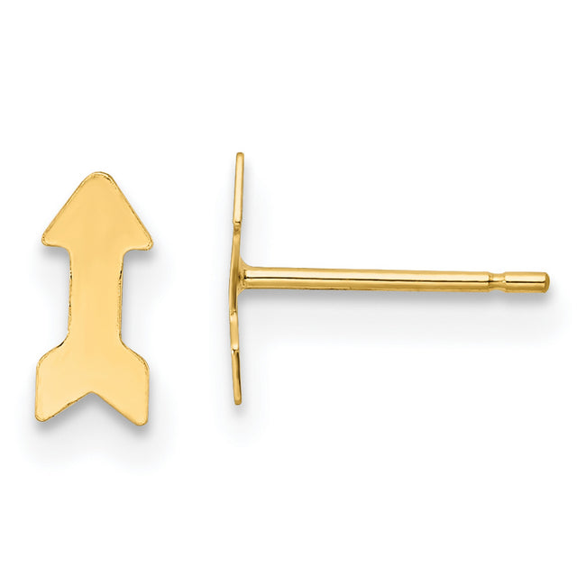 14k Yellow Gold Arrow Stud Earring for Women with Minimalist Upward Arrow Design, Symbol of Ambition and Direction, Dainty Fashion Jewelry, Solid Gold Post, Lightweight Everyday Accessory