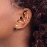 14k Yellow Gold Heart Stud Earrings, Minimalist Polished Design for Women