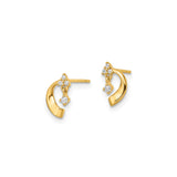 14k Yellow Gold Dangle Earrings with Cubic Zirconia Drops and Curved Design for Women