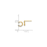 14k Yellow Gold Stud Earrings with Cubic Zirconia, Modern Open Circle Design for Women