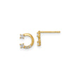 14k Yellow Gold Stud Earrings with Cubic Zirconia, Modern Open Circle Design for Women