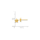 14k Yellow Gold Star Stud Earrings, Dainty Five-Point Celestial Design