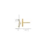 14k Yellow Gold Ear Climber Earrings with Cubic Zirconia, Cascading Star Design