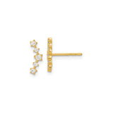 14k Yellow Gold Ear Climber Earrings with Cubic Zirconia, Cascading Star Design