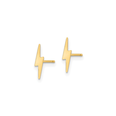 14k Yellow Gold Lightning Bolt Stud Earrings, Minimalist Edgy Design, Unisex Jewelry