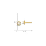 14k Yellow Gold Stud Earrings with White Pearl Center and Open Heart Design for Women