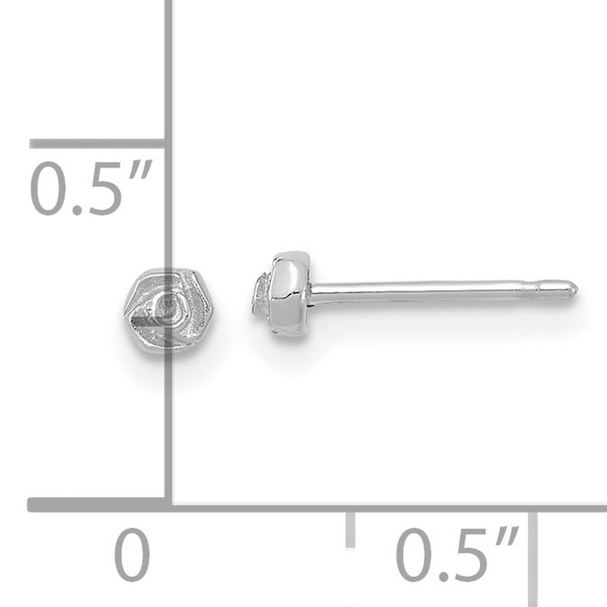 14k White Gold Rose Stud Earrings, Sculpted Floral Design, Minimalist Style for Women