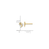 14k Yellow Gold Flower Stud Earrings with Cubic Zirconia, Delicate Floral Design for Women