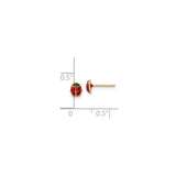 14k Yellow Gold Ladybug Stud Earrings, Red and Black Enamel Insect Jewelry for Women and Girls