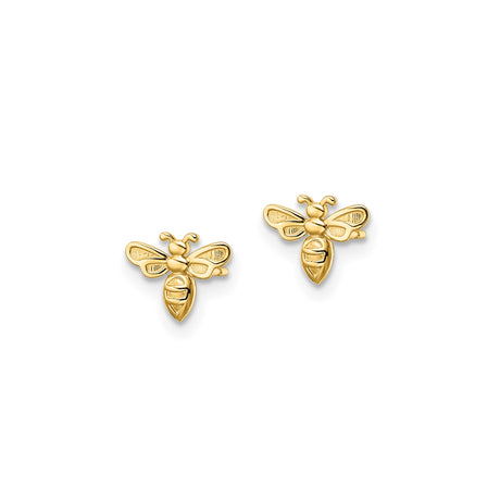 14k Yellow Gold Bee Stud Earrings, Dainty Honeybee Design, Nature Inspired Jewelry for Women