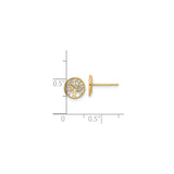 14K Yellow Gold Round Tree Of Life Stud Earrings With CZ