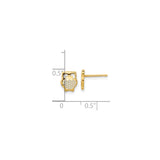 14k Yellow Gold Owl Stud Earrings with Honeycomb Cutout Design for Women and Girls