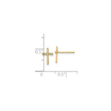 14k Yellow Gold Cross Stud Earrings with Cubic Zirconia Accents, Dainty Christian Jewelry