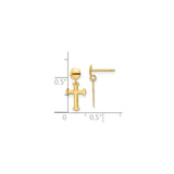14k Yellow Gold Dangle Earrings with Budded Cross Design, Polished Finish, for Women