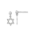14k White Gold Star of David Dangle Earrings for Women with Polished Finish, Delicate Stud Posts, Jewish Symbol Jewelry for Faith Expression, Religious Cultural Identity, Elegant Spiritual Wear
