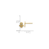 14K Yellow Gold Hamsa Hand Stud Earrings With Blue Gem
