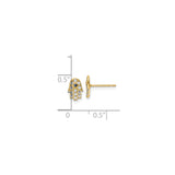 14K Yellow Gold Hamsa Stud Earrings Blue Stone CZ Evil Eye