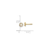 14k Yellow Gold Stud Earrings with Round Created Opal and Cubic Zirconia Halo