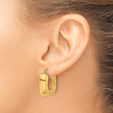 14k Yellow Gold Square Hoop Earrings, Chunky Modern Design with High Polish Finish