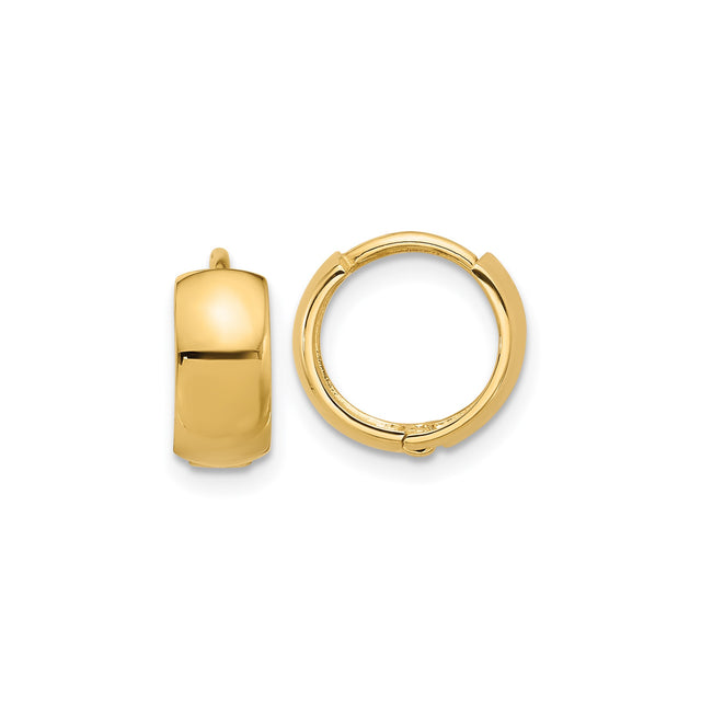 14k Yellow Gold Huggie Hoop Earrings, Smooth Polished Minimalist Design for Women