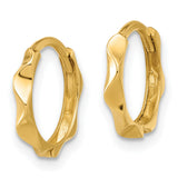 14k Yellow Gold Hoop Earrings with Wavy Texture, Modern Minimalist Design, Hinged Closure