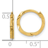 14k Yellow Gold Hoop Earrings with Wavy Texture, Modern Minimalist Design, Hinged Closure