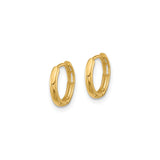 14k Yellow Gold Huggie Hoop Earrings, Small Polished Classic Hoops with Hinged Closure
