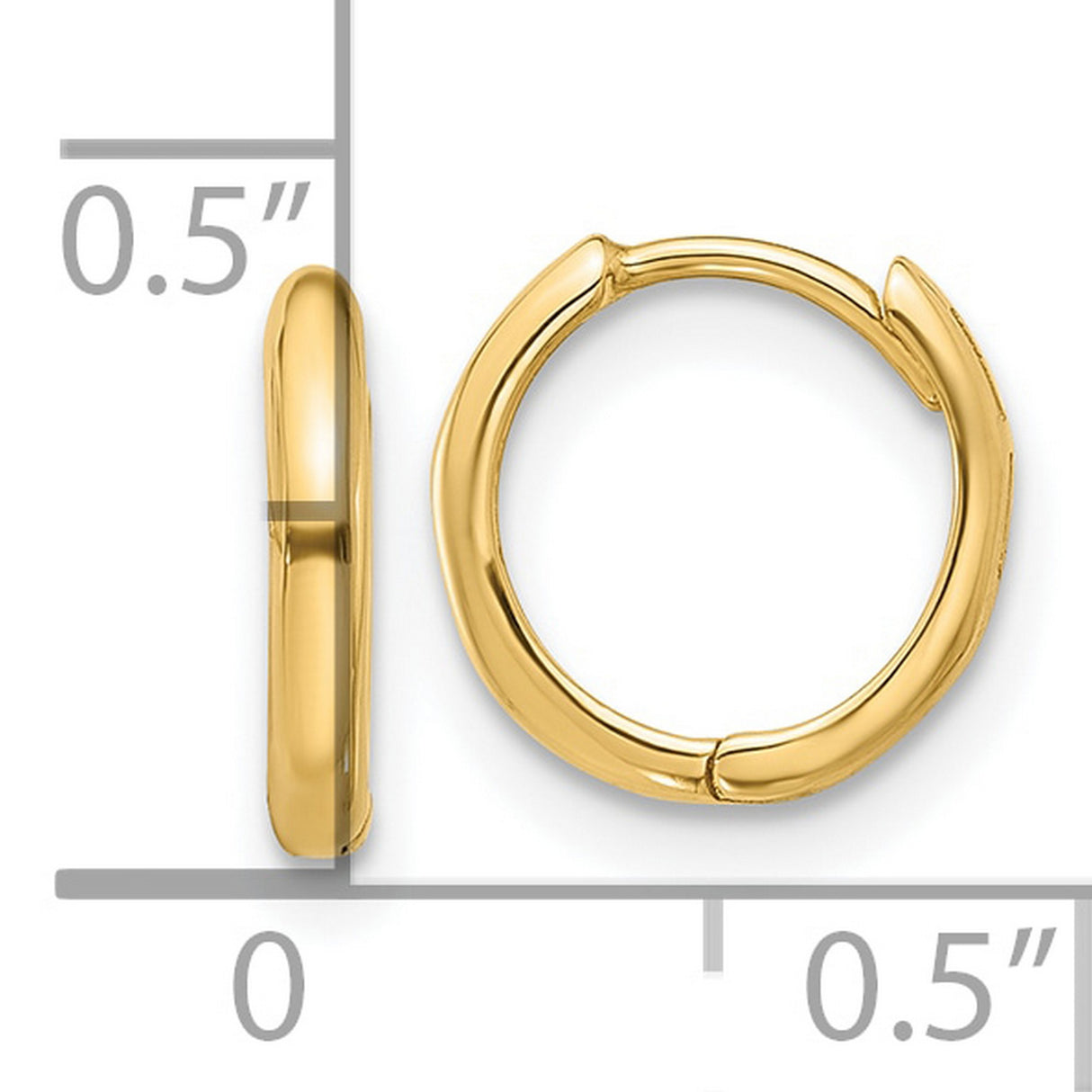 14k Yellow Gold Huggie Hoop Earrings, Small Polished Classic Hoops with Hinged Closure