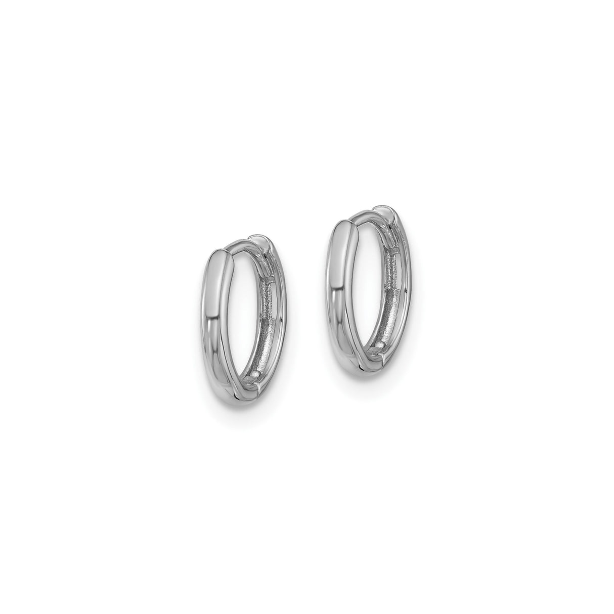 14k White Gold Hoop Earrings, Seamless Polished Minimalist Design, Unisex Lightweight Jewelry