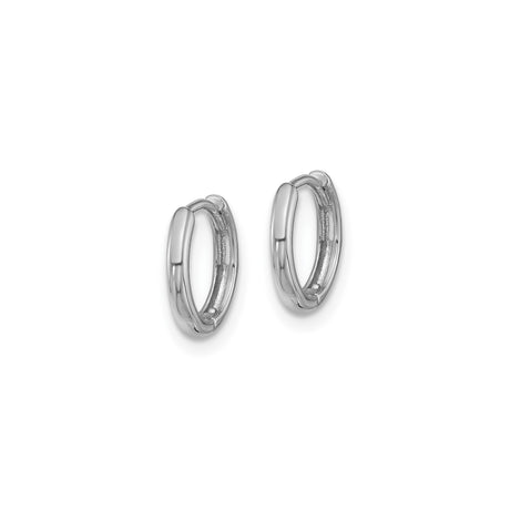 14k White Gold Hoop Earrings, Seamless Polished Minimalist Design, Unisex Lightweight Jewelry