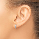 14k White Gold Hoop Earrings, Seamless Polished Minimalist Design, Unisex Lightweight Jewelry