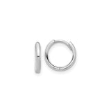 14k White Gold Hoop Earrings, Seamless Polished Minimalist Design, Unisex Lightweight Jewelry