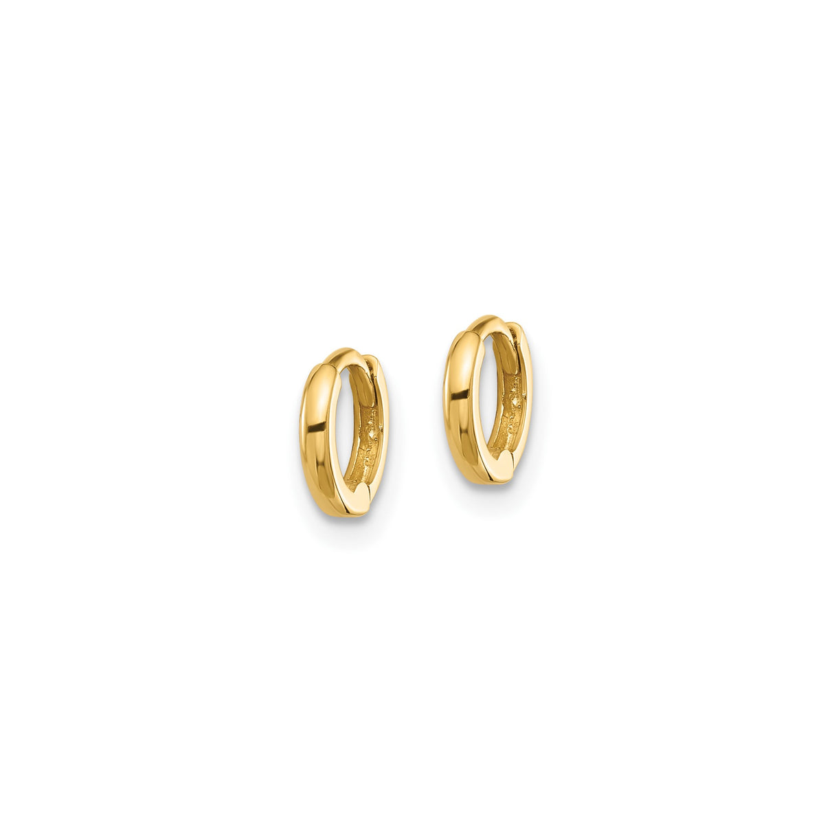 14k Yellow Gold Huggie Hoop Earrings, Small Polished Minimalist Hoops, Unisex Style