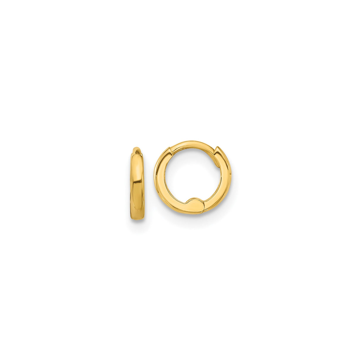 14k Yellow Gold Huggie Hoop Earrings, Small Polished Minimalist Hoops, Unisex Style