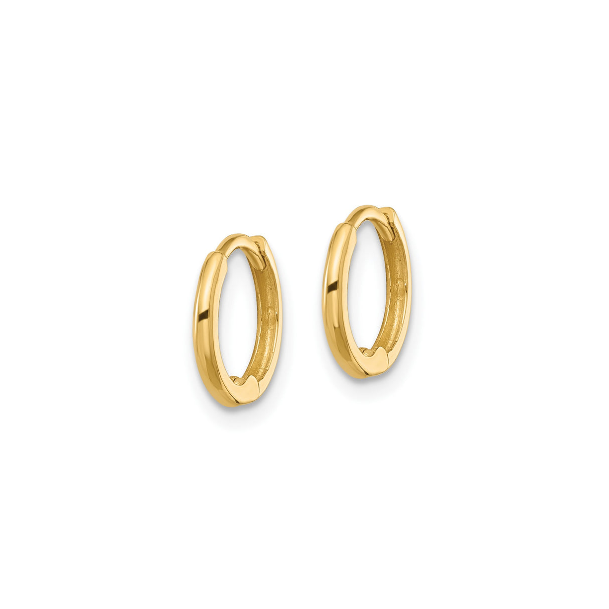 14k Yellow Gold Hoop Earrings, Polished Finish, Minimalist 11mm Huggie Style