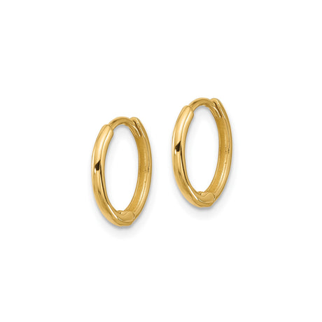 14k Yellow Gold Hoop Earrings, Small Lightweight Polished Hoops with Hinged Snap Closure