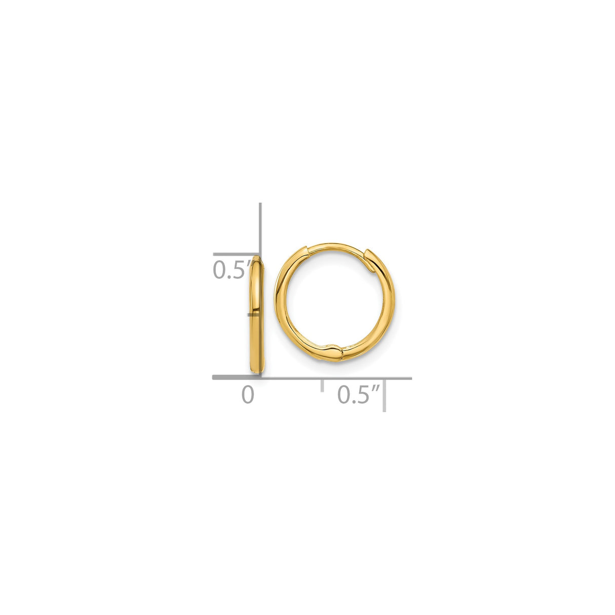 14k Yellow Gold Hoop Earrings, Small Lightweight Polished Hoops with Hinged Snap Closure