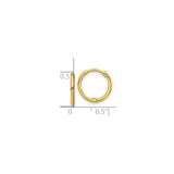 14k Yellow Gold Hoop Earrings, Small Lightweight Polished Hoops with Hinged Snap Closure