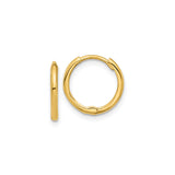 14k Yellow Gold Hoop Earrings, Small Lightweight Polished Hoops with Hinged Snap Closure