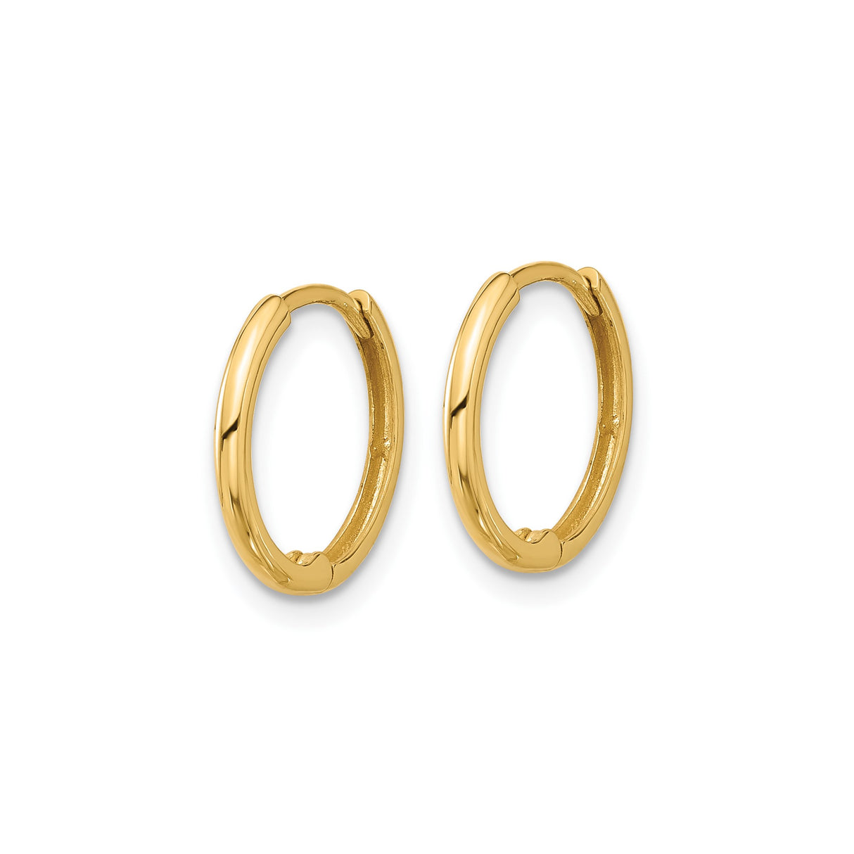 14k Yellow Gold Hoop Earrings, Polished Finish, Classic Lightweight Round Design