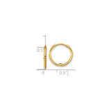 14k Yellow Gold Hoop Earrings, Polished Finish, Classic Lightweight Round Design