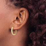 14k Yellow Gold Hoop Earrings with Cubic Zirconia, Channel Set Medium Huggie Style