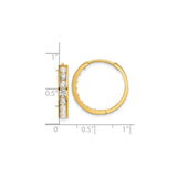 14k Yellow Gold Hoop Earrings with Cubic Zirconia, Channel Set Medium Huggie Style